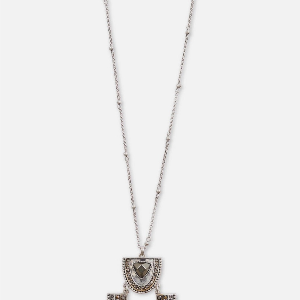 (LNC) Lucky Brand Pave and Stone Pendant Necklace